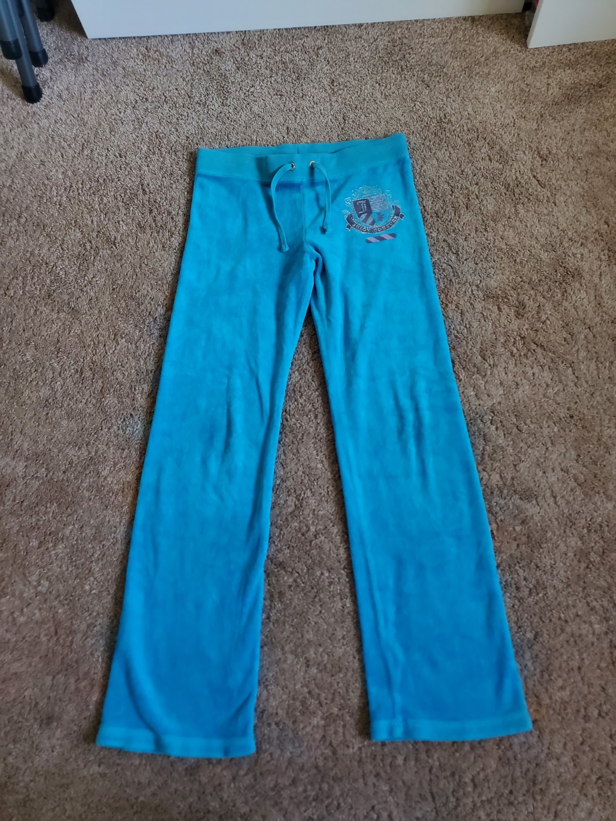 Vintage Juicy Couture Pants Teal Blue Youth Girls Size 7 Velour Y2K Rare