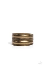 Paparazzi Egyptian Essence - Brass - Serpentine Pattern is Embossed - Thick Cuff
