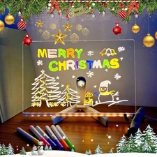 LED Note Board with Colors - 12"X8" Led Drawing Board, Light Up Acrylic Dry Eras