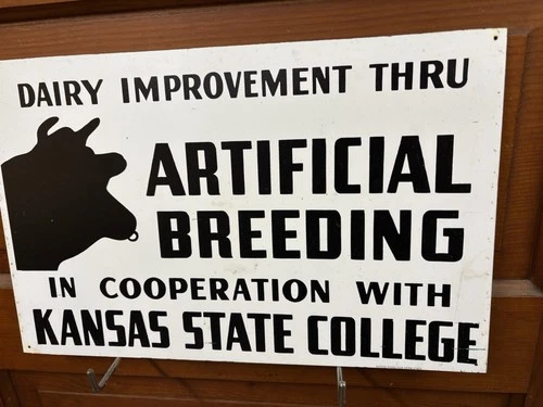 Kansas Cow Breeding Sign Vintage Antique Cattle Dairy Beef Farm Milking Can Tin
