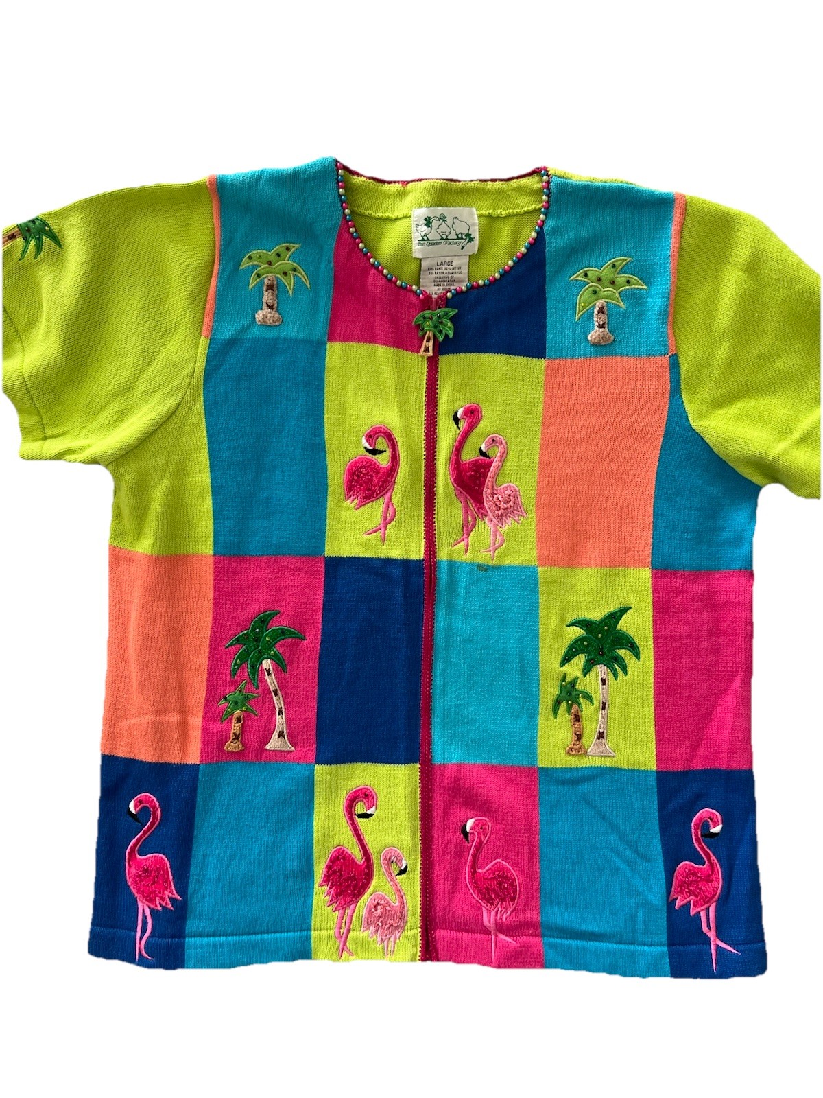 The Quacker Factory Pelican short sleeve Christmas sweater size large MultiColor