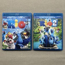 Rio 1 & 2 (Blu-ray & DVD 4-Disc Set) Blue Sky Animated Comedy Adventure Brazil +