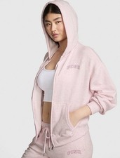 Victoria Secret PINK Campus Fleecer Full-Zip Hoodie Size Large Pink Petal New W