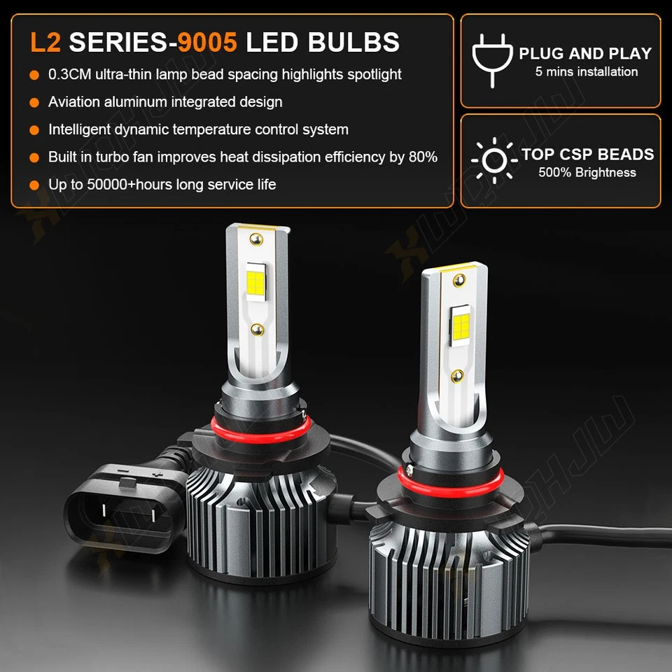 For Jeep Compass 2011 2012 2013 - 6000K LED Headlight + Fog Bulbs Combo Kit 6PCS - Image 2 of 4