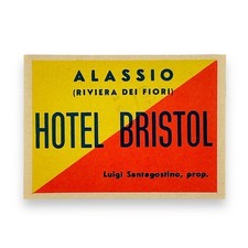 Hotel Bristol Alassio Italy Riviera Dei Fiori Beaches Scarce Old Luggage Label