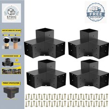 Pergola Bracket Kit 4 Pack 3-Way Right Angle Corner Brackets for 4x4 Lumber