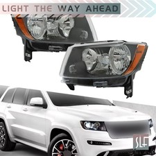 Headlight Assembly Leftright Black For Jeep Grand Cherokee 2011-2013 Halogen