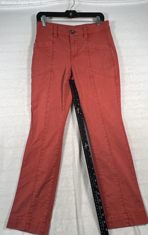 Cabi Women's Terracotta Wide Leg Pants Front Patch Pockets Center Seam Sz 8