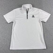 Le Coq Sportif camicia donna grande bianca polo manica corta 1/4 zip tennis golf