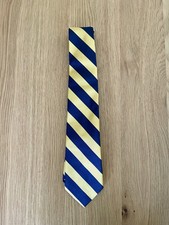 Polo Ralph Lauren Silk Tie Navy Yellow Diagonal Stripe Hand Made Italy