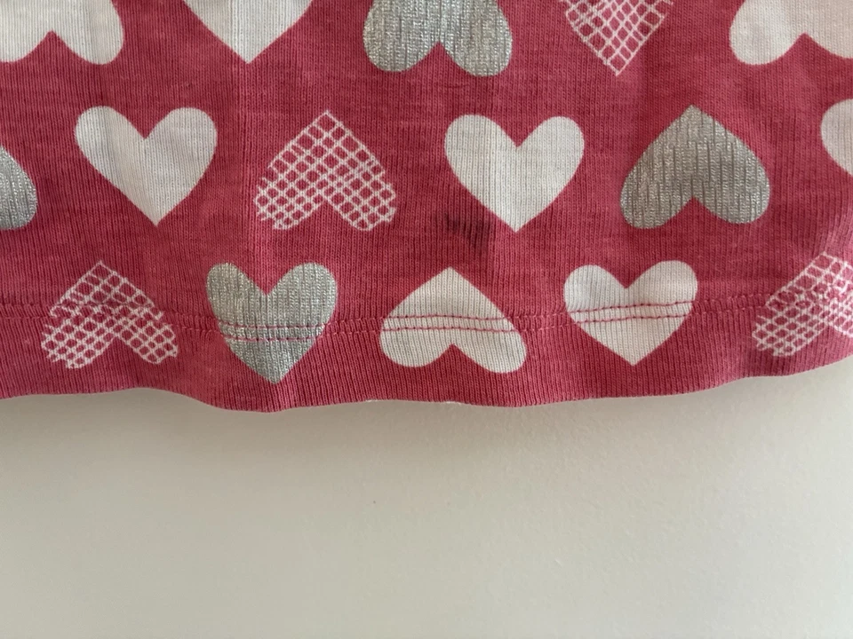 Gymboree Kids Girls Heart Print 100% Cotton Snug-Fit Short Sleeve PJ Top Pink 14 - Image 3 of 4