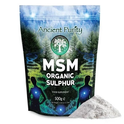 ANCIENT PURITY MSM ORGANIC SULPHUR - 500g | Crystal 99% Purity | Life-Force Restore Regenerate