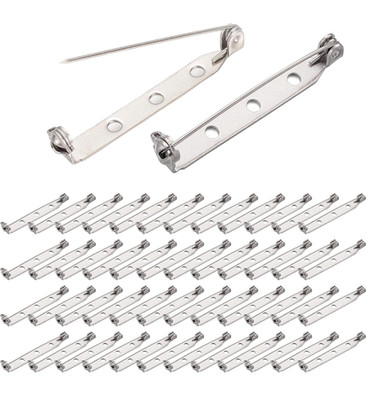 BEADNOVA Brooch Pin Back 60pcs Bar Pin Back 1.5 Inch Clasp Pinback Brooch Backin
