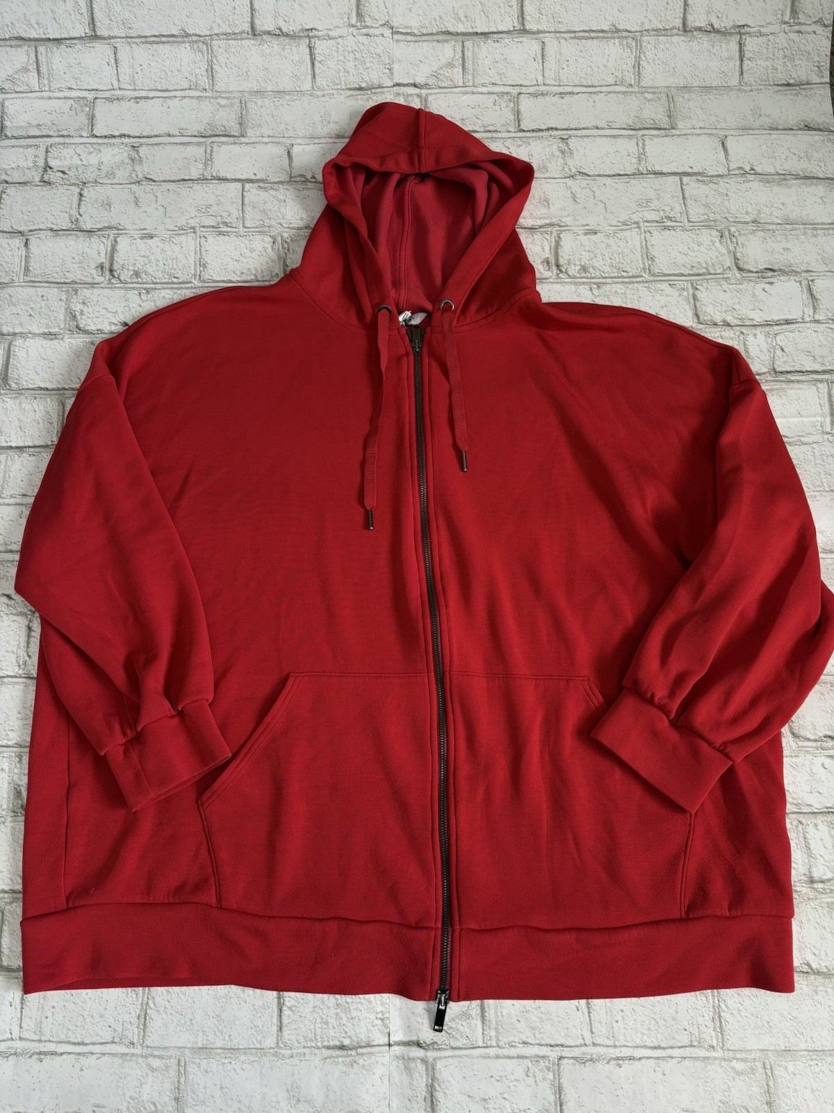 SPANX Brushed Air Essentials Full Zip Hoodie Red … - image 1