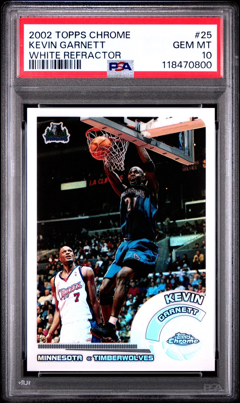 2002-03 Topps Chrome Kevin Garnett #25 White Refractor /249 PSA 10 Timberwolves