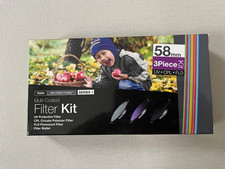Vivitar 58mm Multi Coated 3 Piece Filter Kit UV CPL FLD  Filter Wallet; NIB