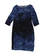CHAPS Womens Long Sleeve Sheath Dress UK 14 Large Navy Blue Polyester CF94