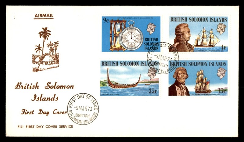 Mayfairstamps British Solomon Islands FDC 1973 inventions air mail First Day Cov