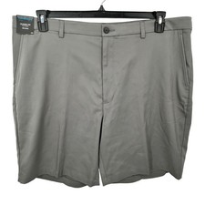 Roundtree  Yorke Mens Gray Performance Flat Front Big Man Shorts Size 44
