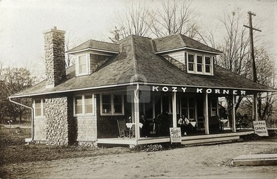 c1918 Market St. Paterson NJ Kozy Korner Café, Ice Cream RPPC Postcard COPY