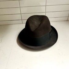 Vintage Dobbs Fifth Avenue Dark Gray Felt Men's Fedora Bow Band Hat Size 7