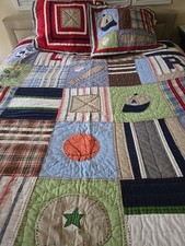 POTTERY BARN KIDS SPORTS Themed Quilt  2 Shams Full Queen 85 x 85"