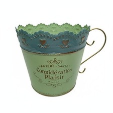 2 Pieces French Design Flower Pot Romantic Look Lace Border Planter Metal