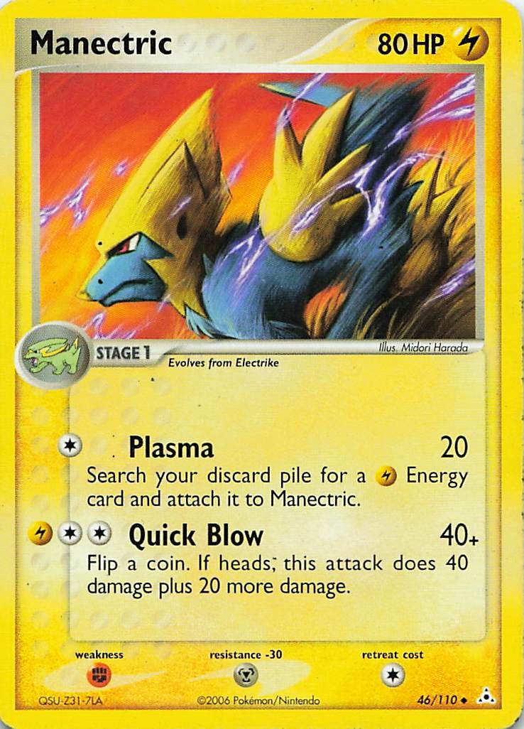 Manectric 46/110 Uncommon Holon Phantoms Pokemon Near Mint