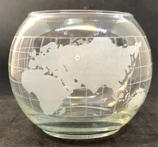 Nestle Co. "World Map" 1970's Glass  Bowl/Candle holder  3 1/2" Collector item