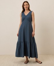 Pact Coastal Double Gauze Beach To Brunch Dress French Navy Medium