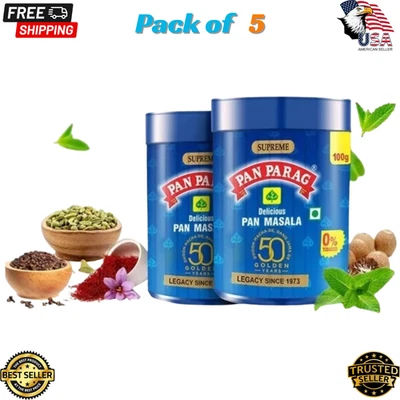 SUPREME Pan Parag 100g Mouth Freshener (5-Pack) Premium - USA Seller FREE SHIPPING
