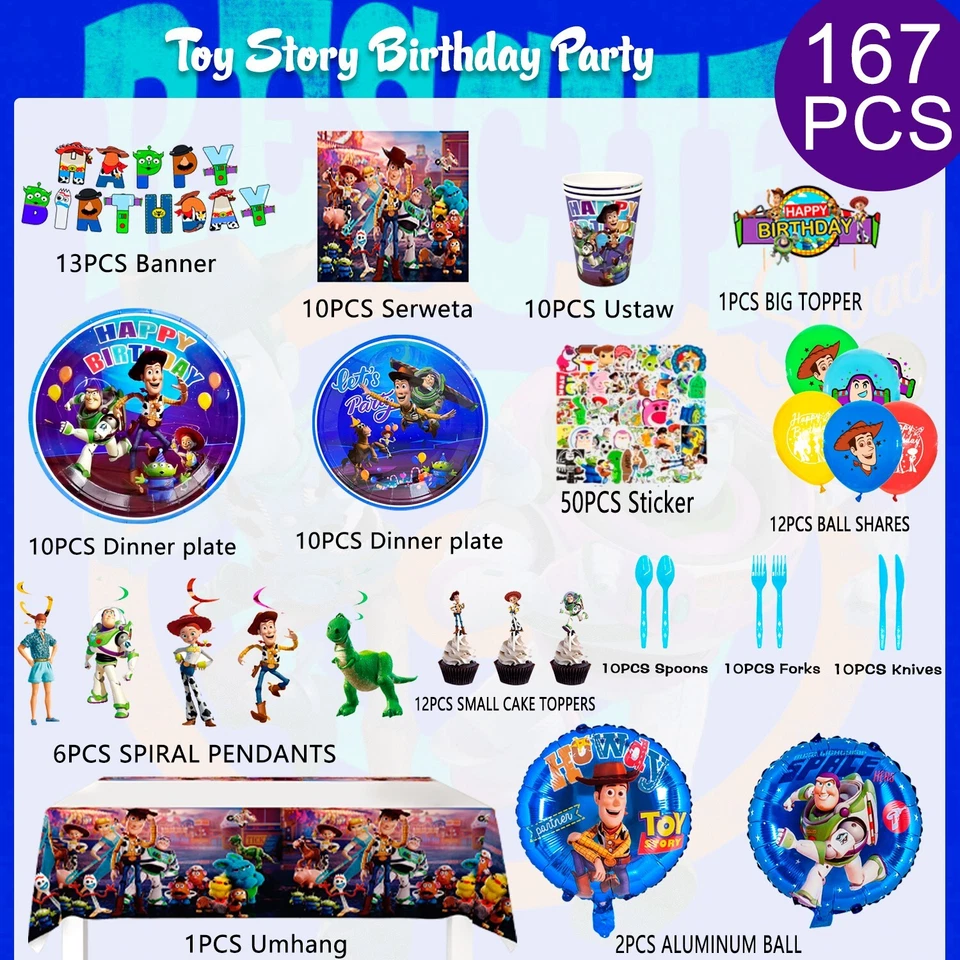 Juego de decoraciones de fiesta de cumpleaños Toy Story Toy Story para niños Foto 2 de 4