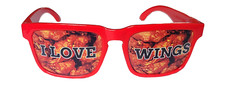 I LOVE WINGS novelty party glasses with Buffalo chicken wings -free shipping