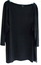 TALBOTS Plus Size 3X Black Boatneck Stretch Tunic Top, Hip Vents - NWOT ($89)