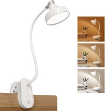 Clip on Clamp Light for Bed Headboard,Rechargeable Desk Lamp,3 Colors White/War