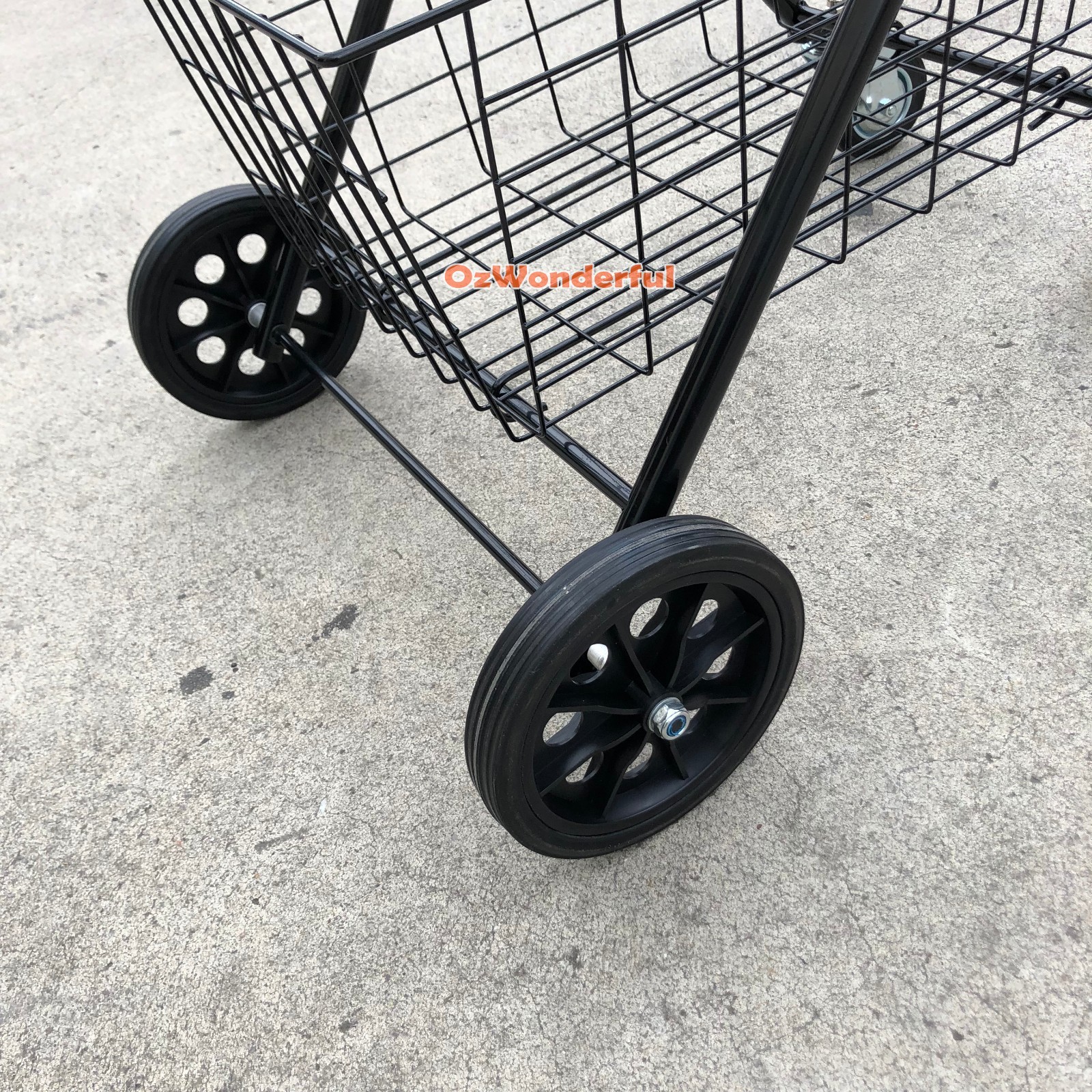 2 Tier Shopping Trolley Double Basket Swivel Wheel Collapsible Tennis