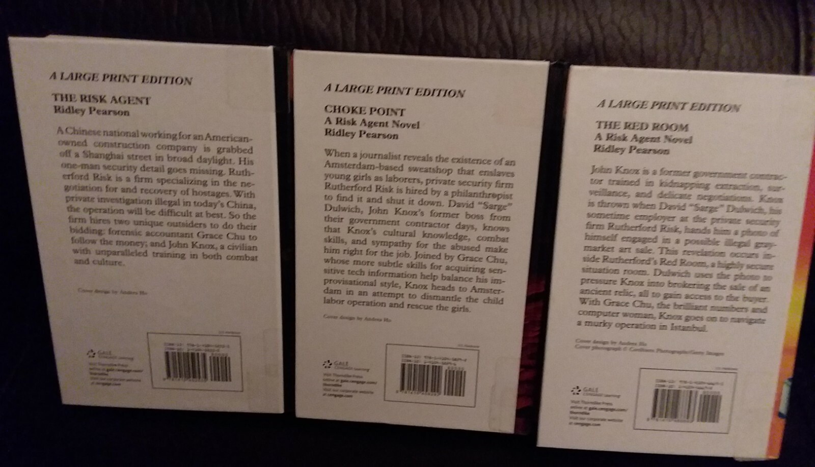 3 BOOKS BY RIDLEY PEARSON: THE RISK AGENT; CHOKE POINT; & THE RED ROOM ...