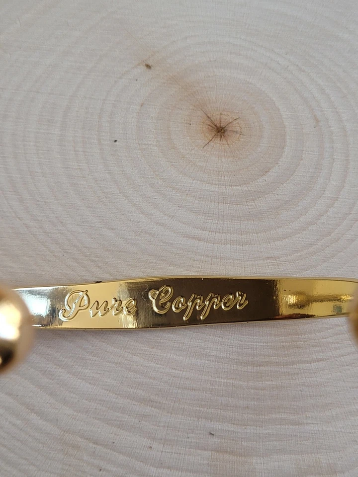 Brazalete magnético de cobre puro chapado en oro para terapia de artritis brazalete pesado Foto 3 de 4