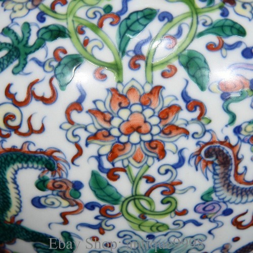 Jarrón Botella 12" Antiguo Año Qianlong Azul Blanco Porcelana Patrón Dragón - Imagen 7 de 9