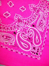 BRIGHT CLASSIC PAISLEY HOT BRIGHT PINK BANDANA HEAD WRAP SCARF HANKERCHIEF