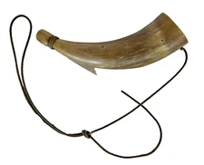 Vintage Novelty Powder Horn Muzzle Loader with Strap - Pre-Owned