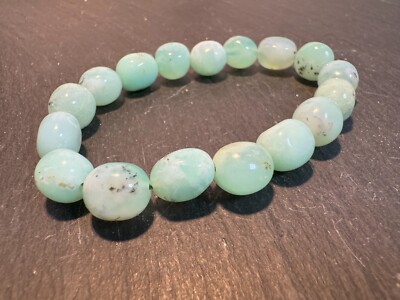 Chrysopras Nuggets 9-11 mm  Armband ca. 135 Carat Strech 17-19 cm