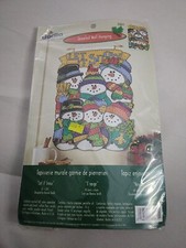 LET IT SNOW Jeweled Wallhanging Kit Bucilla Snowman Craft Christmas Winter Felt