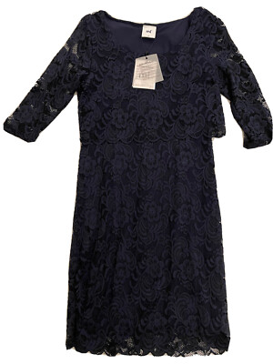 Mamalicious Medium Maternity Navy Lace Dress BNWT | eBay UK