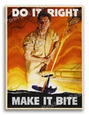 1942 “Do It Right - Make It Bite” Vintage Style WW2 Poster - 24x32