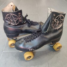 Vintage 1970s Custom Hand Painted Rush 2112 Fan Art Leather Roller Skates Derby