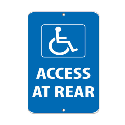 Vertical Metal Sign Multiple Sizes Access at Rear Parking Handicap