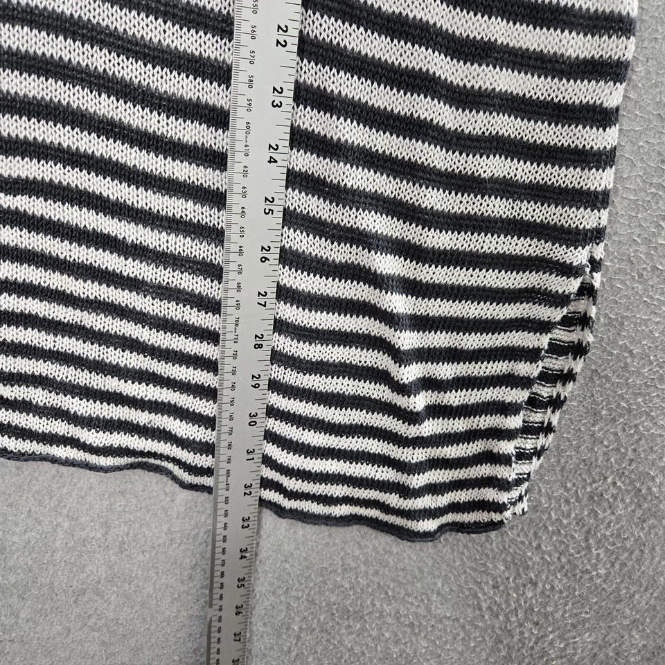 Suéter Eileen Fisher Mujer S Negro Blanco Rayas 100% Lino Orgánico Túnica LEER Foto 3 de 4