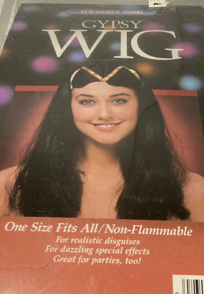 Peluca de pelo gitana negra sombrero con diadema a rayas accesorio de disfraz - talla única todo Foto 2 de 3