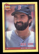 1991 Topps JEFF REARDON Boston Red Sox Box Bottom Card